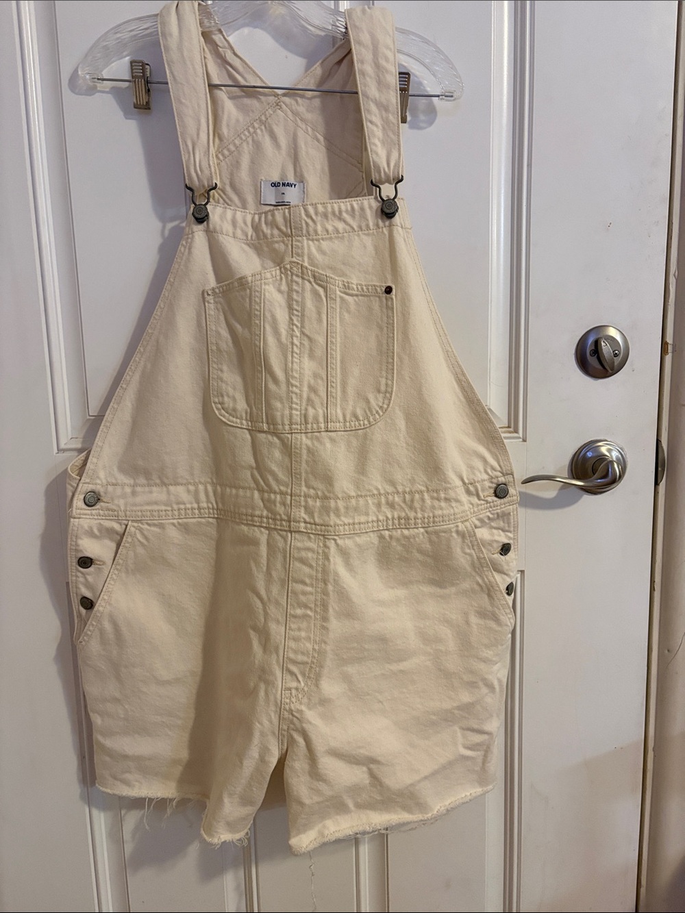Old Navy Cream Short Denim Overalls